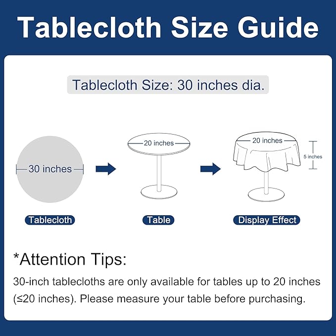 Hiasan Round Tablecloth 30 Inch Linen - Wrinkle and Stain Resistant Washable Polyester Fabric Table Cloth for Dining Room Kitchen Party, Champagne