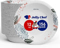 JOLLY CHEF 156 Count Paper Bowls 12 oz Soak Proof and Cut Proof Microwave Safe Heavy Duty Flower Printed Disposable Bowls for Dinner or Lunch
