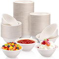 LeonBach 100 Pack 6oz Natural Bagasse Fiber Bowls, Small Disposable Paper Bowls Microwavable Safe Sample Snack Cups Charcuterie Serving Cups for Sauce Portion Condiment Ice Cream Desserts, White