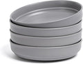 over&back Rim Dinner Bowl Set - Stoneware Dishes - Comes with 4 Dinner Bowls - For Pasta, Salads, and More - Easy-to-Stack All-Occasion Place Settings - 8.1" x 8.1" x 1.8" - 32oz - Semi-Matte Charcoal