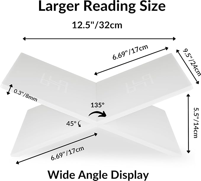 Honygebia White Acrylic Book Stands - Cross Frame Acrylic Book Holder, Open Bookstand for Display and Reading, Suitable for Art, Bible, Cookbook, Easel, Magazine, Textbooks 12.5" x 9.5" x 5.5"