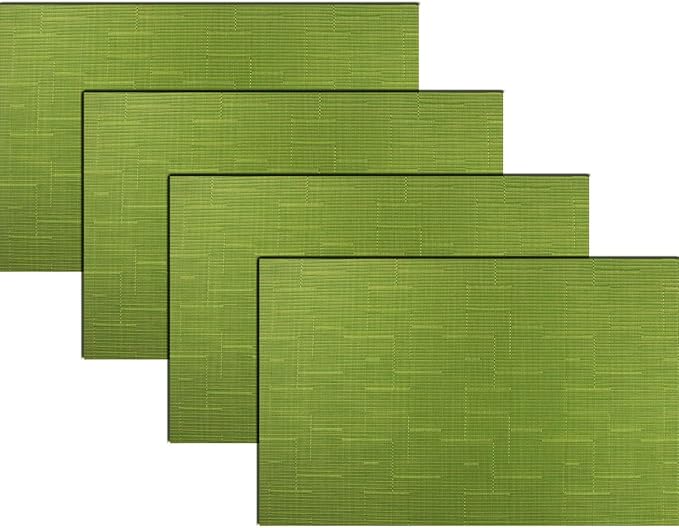 PIGCHCY Plastic Placemats,Durable Heat Resistant Placemats for Dining Table,Washable Woven Vinyl Kitchen Placemats Set of 4 (18 x 12 inches,Sage Green)