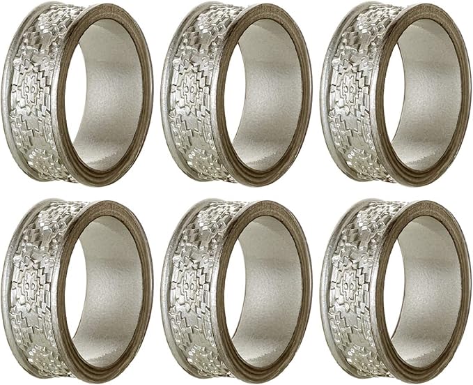Creative Scents Dublin Silver Napkin Rings Set of 6 - Elegant Dining Table Decor Napkin Holder Rings - Table Setting Decorations for Thanksgiving, Fall, Holiday Dinner