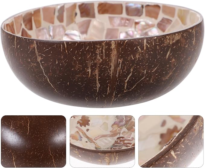 Coconut Shell Bowl Natural Handmade Key Storage Bowl Candy Dish Decorative Home Storage Plate for Living Room Tabletop Organizer