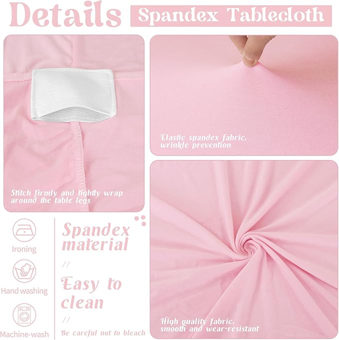HAISIWLKJ 3 Pack Table Cloth 8ft Pink Tablecloths for Rectangle Folding Table Spandex Fitted Stretch Cover Wrinkle Resistant Washable Protector for Party, Wedding, Banquet, Festival.