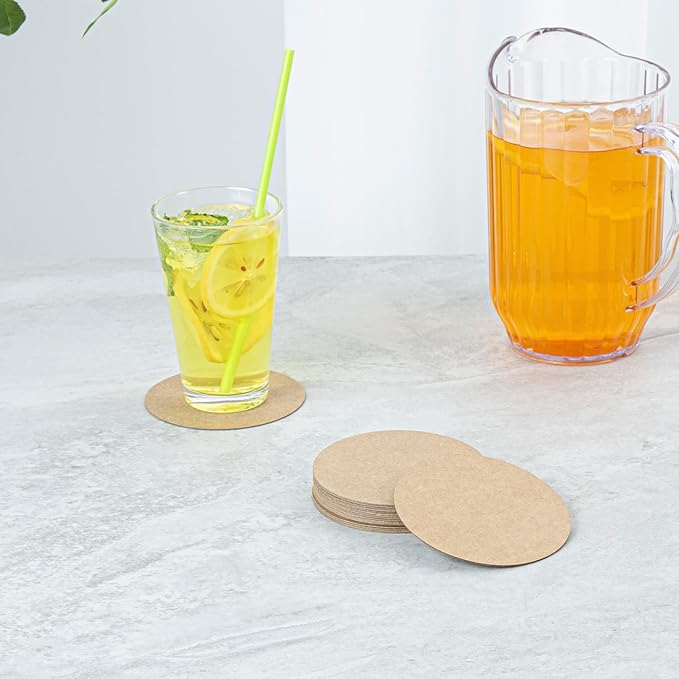 Restaurantware Paper Coasters 100 Pack of 4 Inch Disposable Beverage Coasters Absorbent for Hot and Cold Drinks Kraft Coffee Cup Essentials for Table Decor, Kitchen, Home Patio or Living Room
