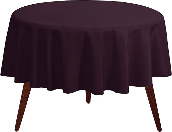 Gee Di Moda Round Tablecloth - 120 Inch Eggplant Round Table Cloth for 60 to 96 Inch Round Tables - Heavy Duty Washable Fabric - for Buffet Table, Holiday Party, Dinner, Wedding & Baby Shower