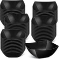 Tanlade 50 Pcs Square Plastic Serving Bowls Disposable Snack Salad Bowl Small Party Candy Bar Containers Taco Bar Serving Dishes for Buffet Chips Fruit(12 oz,Black)