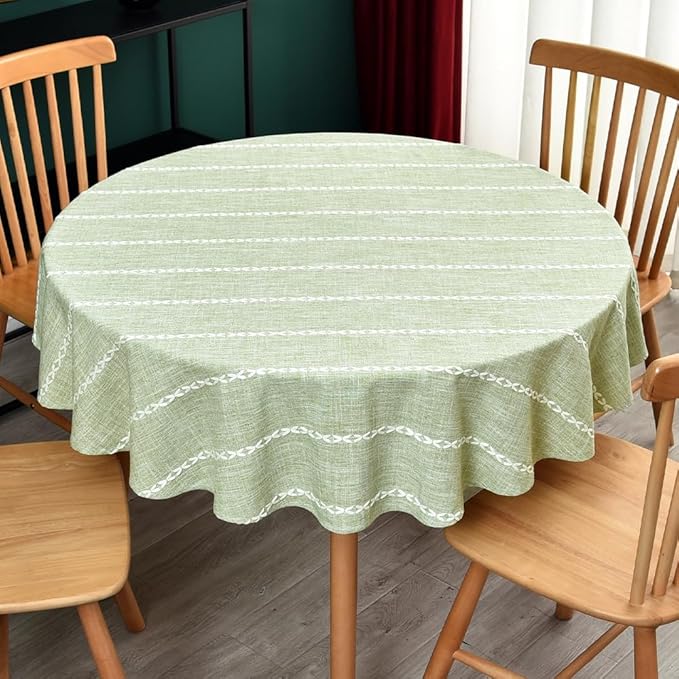 Zobesta Sage Green Table Cloth Round Tablecloth 53 Inch, Cotton Linen Tablecloth Round Dining Table Cove for Party, Holiday, Picnic, Dining, Outdoor,Fall