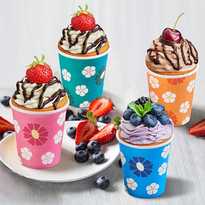 500 Pack 5oz Disposable Paper Cups, Colorful Small Mouthwash Cups for Parties, Picnics, Barbecues, Travel, Events