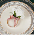 Pearl Napkin Rings Set of 6,Rustic Rose Napkin Rings Flower Dinner Napkin Holder for Table Decoration (21#White)