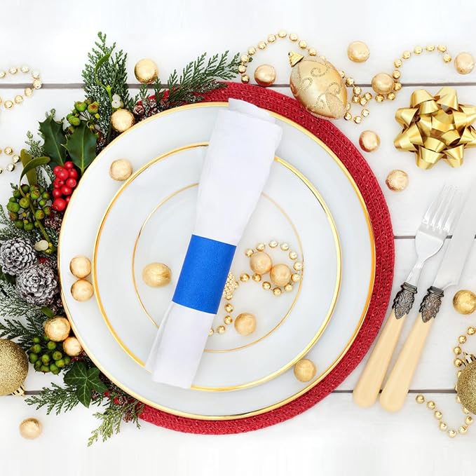 2000Pcs Blue Self-Adhesive Napkin Bands Disposable Paper Napkin Rings for Wedding Party Restaurant Decor