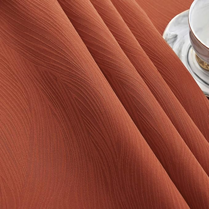 maxmill Jacquard Tablecloth Swirl Design Spillproof Wrinkle Free Heavy Weight Table Cloth Halloween Decorative Fabric Tabletop for Fall Harvest Thanksgiving Dinner, Rectangular 60 x 104 Inch Rust