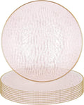 PARTY BARGAINS 13-Inch Charger Plates - 8 Pack, Hammered Pink Gold Rim, Heavy-Duty Disposable Chargers for Elegant Dining - Ideal for Weddings and Formal Events