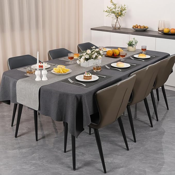 Myir JUN Reversible Vinyl Placemats Set of 8, Faux Leather Place Mats Dual Sided Waterproof Oilproof Wipeable, Heat-Resistant Table Mats for Kitchen Dining Indoor Outdoor (12" x 17", Light Gray Gray)
