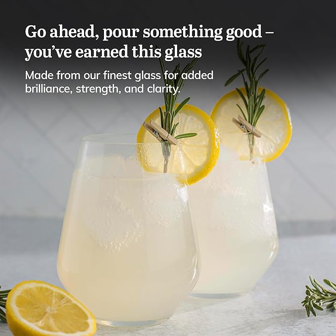 Libbey Signature Greenwich Stemless Wine Gift Set of 4, 18 ounce