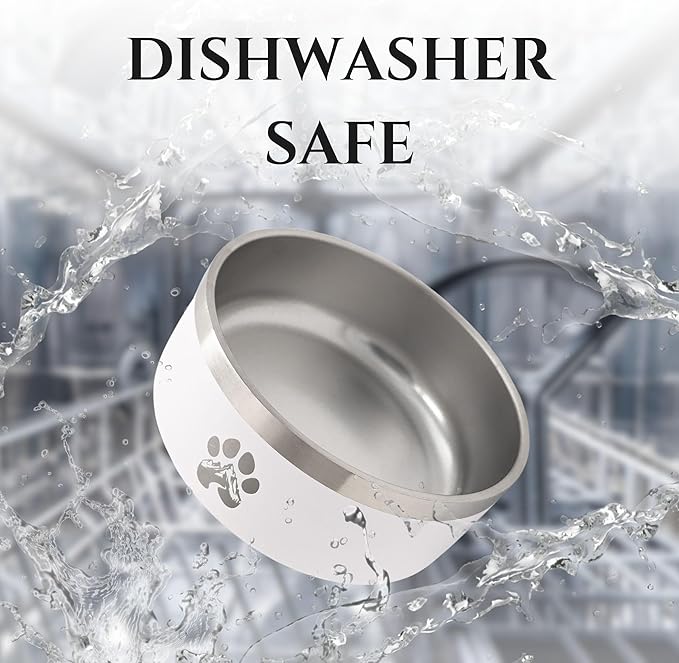 Stainless Steel Dog Bowl for Small-Large Dogs | Double Wall Insulated, Non-Slip Base Heavy Duty Water and Food Bowls for Dogs & Cats | Pet Safe BPA Free & Dishwasher Safe | 64 Oz - Blue