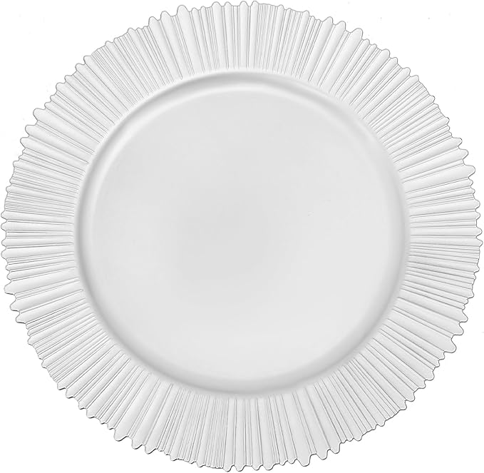 100 Pcs Charger Plates Set, Round Charger Plates, Reusable Serving Plates Embossed Rim Plastic Chargers Plate Decorative Round Plate Chargers