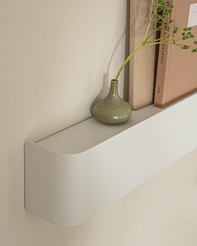 Kazai.® Coat Rack Wall Mount with Shelf 'Tone' | Modern Design Coat Hanger with Hidden Hooks and Storage | Hat Rack with Shelf in Metal | Wall-Mounted Purse Organizer | White