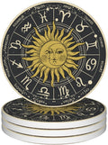 Drinks Coasters Set of 4, Moon Sun Zodic Sign Round 4" Cup Coasters, Absorbent Ceramic Stone Coasters with Cork Base, Cute Coasters for Table Home Décor, Ideal Gifts for Women Men