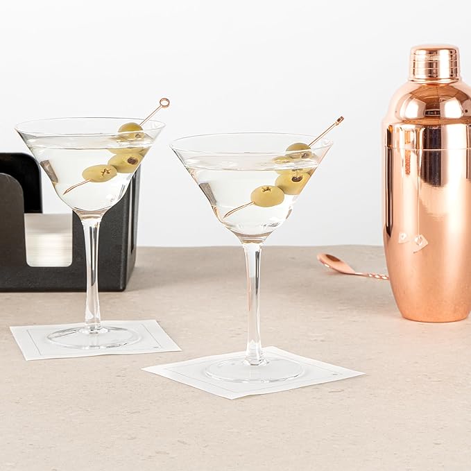 Restaurantware-Vetri 9 Ounce Martini Glasses, 6 Dishwashable Cocktail Glasses - No Lead, Long Stemmed, Clear Glass Party Drinkware, For Home And Bar Use, Serve Margarita, Cosmopolitan, And More