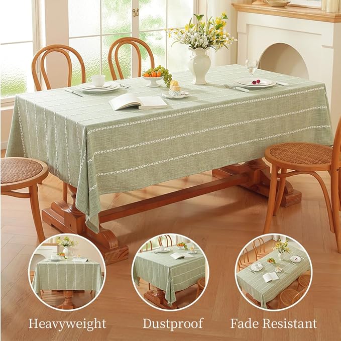 Zobesta Sage Green Table Cloth Square 60 x 60 Inch, Cotton Green Linen Tablecloth Square Heavy Weight Washable Farmhouse Soft Boho Tablecloth for Party, Holiday, Picnic, Dining, Outdoor,Fall
