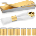 Christmas Napkin Rings Set of 50, 2 Colors in 1, Reusable Adjustable Napkin Bands for Holiday Parties, Wedding, Thanksgiving Table Decor, Waterproof Tear-Proof (Brushed Gold) Great Gift Idea