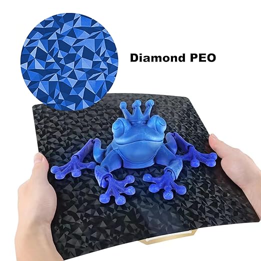 PEO PET Bambu Labs Build Plate for Bambu Lab P2S X1 X1C X1E P1P P1S A1 3D Printer,Smooth Flexible Double Sided Diamond PEO+Carbon Fiber PET Spring Steel Sheet 257x257mm for Bambu 3D Printers