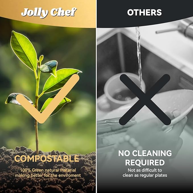 JOLLY CHEF Compostable Disposable Paper Bowls [16 oz] Heavy Duty Soup Uncoated Containers [500 Pack] White Biodegradable Bagasse Hot Cold Food Eco-Friendly Sugarcane Microwavable for Dessert Christmas