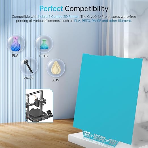 BIQU CryoGrip Pro Glacier Panda Build Plate for Kobra 3 Combo 3D Printer 250x250mm Double Sided Upgrade Build Plate Removable Surface Platform
