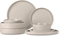 Herogo 8 Piece Plates and Bowls Set, Ceramic Dinnerware Sets with Pasta Bowls, Kitchen Dinner Ware Dishes Service for 2, Chip & Scratch Resistant Dishware, Speckled Coffee Brown