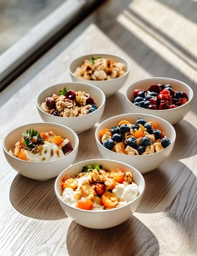 AISBUGUR Dessert Bowls Set of 8,10 OZ Ceramic Small Bowls for Kitchen,4.5 "White Ice Cream Bowls for Dishwasher & Microwave Safe