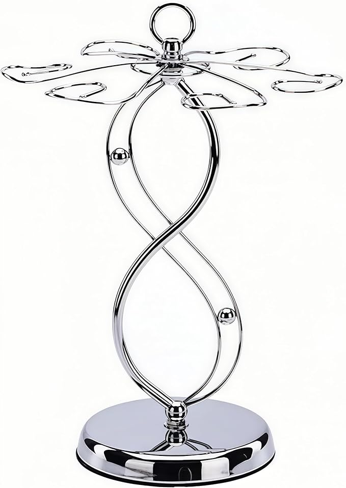 Wine Glass Holder Stand-Elegant Countertop Stemware Rack for 6 Glasses - Freestanding Stainless Steel Drying Organizer for Home Bar, Kitchen & Dining Table Decor