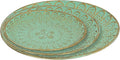 Rustic Round Decorative Tray Set of 3 Vintage Hammered Metal Trays Distressed Design Circle Candle Plate for Candle Coffee Entryway Table Kitchen Bathroom Wedding Party Counter Organizer Decor (Green)