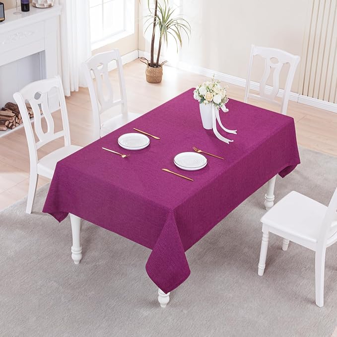 BALCONY & FALCON Rectangle Tablecloth Washable Wrinkle Resistant and Water Proof Table Cloth Decorative Linen Fabric Tablecloths for Dining Parties Kitchen Wedding and Outdoor Use (Purple, 55x95)