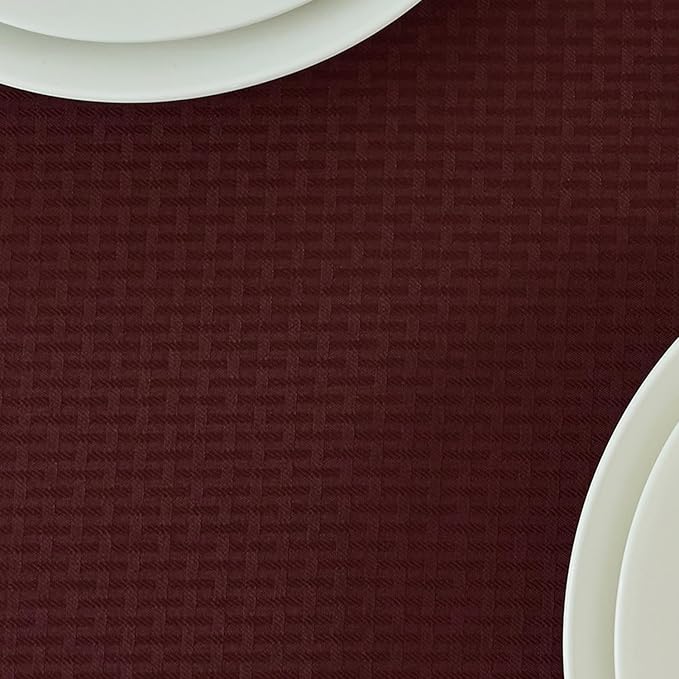 maxmill Square Tablecloth Weaved Texture Stain Resistant Waterproof Wrinkle Free Washable Soft Table Cloth, Decorative Fabric Table Cover for Dining Room Dinner and Parties, 52 x 52 Inch, Burgundy