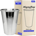 20PCS 20-OZ Tainless Steel Cups,Metal Cups, Stainless Steel Pint CupsStackable Unbreakable Drinking Glasses for Party, BBQ Camping, (4)