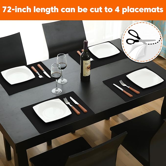 Large Silicone Mats for Kitchen Counter,12"x72" Cuttable Silicone Roll for Silicone Heat Resistant Mat Silicone Placemat Cabinet Liner,New Skin-Friendly Material Countertop Protector,Black