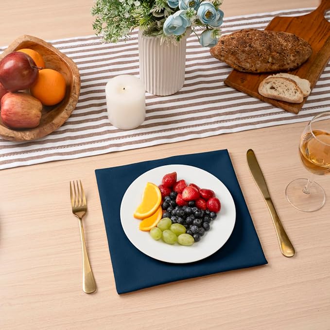 Blue Needles Solid Cloth Napkins Set of 12 Crystal Teal 100% Cotton Dinner Napkins 18x18 inches - Soft, Reusable, Absorbent & Washable Linen, Ideal for Wedding Events, Parties & Everyday Use