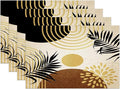 Boho Mid Century Placemats Abstract Golden Dots Leaves Modern Geometric Minimalist Aesthetic Washable Place Mats 12x18Inch for Dining Kitchen Farmhouse Decor 4 PCS
