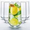 Crystal Beverage Glasses- Set of 6- Hexagon Design – 16oz Beer Tumbler & Highball Glass | Modern Tall Drinking Glass for Beer, Cocktails, Iced Tea, Cold Drinks & Everyday Use