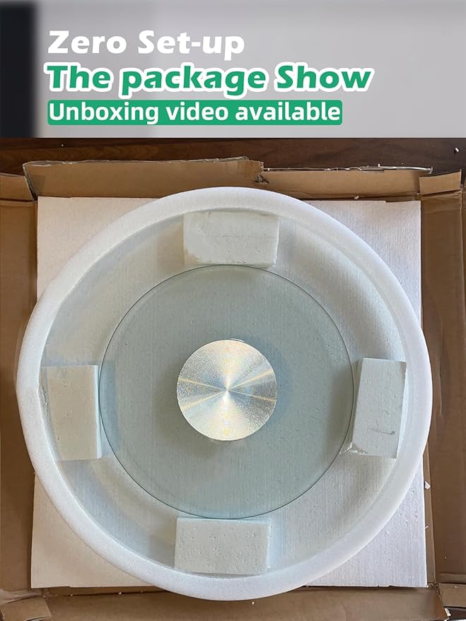 22.8" Lazy Susan for Table Top Tempered Glass Rotating Serving Tray for Dining Table, Kitchen Lazy Susan Organizer Spinning Rotating Food Server Party Centerpieces Heavy Duty (58cm / 22.8in)