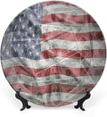 Ceramic Display Plate, American Flag Ceramic Hanging Decorative Plate, Dolar Exchange, 7 Inch, Living Room Kitchen Decoration Household, Multicolor