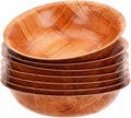 14-inch Wooden Serving Bowl, Set Of 6 | Round | Stackable | EZ To Wash | Great For Salads, Fruits, Snacks, And More [6PK]