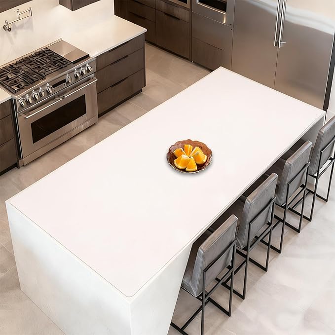 84''x24'' Extra Large Silicone Mat for Kitchen Counter, Heat Resistant Countertop Protector, Non-Slip Waterproof Kitchen Island Mat, Easy to Clean, Semitransparent