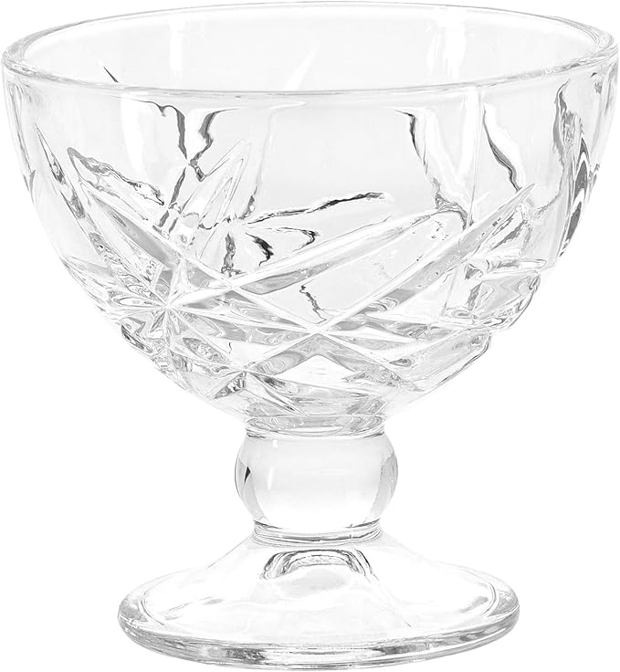 Red Co. Classic Footed Dessert Cups, Premium Crystal Clear Glass Ice Cream Bowls - Perfect for Parfait Fruit Salad or Pudding, Set of 6, 9 OZ