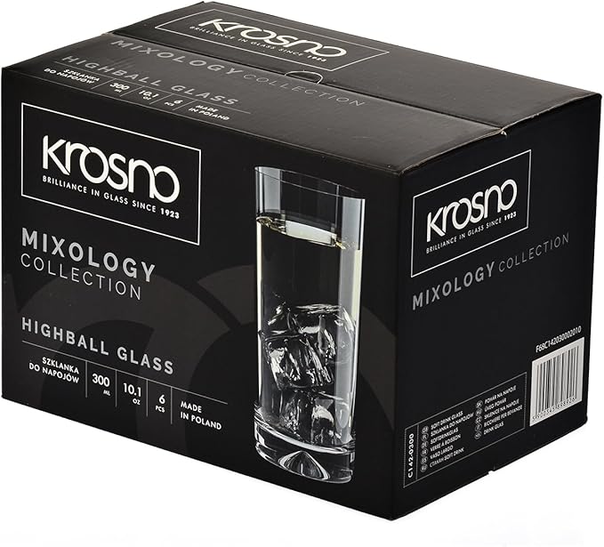 Krosno Water Juice Drinking Glasses, Set of 6, 10 oz, Mixology Collection, Ideal for Everyday Use, Cold Drinks Glasses, Dishwasher Safe, Made in Europe