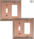 2-Pack Combo Toggle/Decorator Light Switch Cover Plate, Antique Copper Decorative Electrical Outlet Covers, Durable Solid Zinc Alloy Wall Switch Plates and Outlet Covers