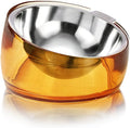 Felli Pet Oblik Acrylic Raised Dog Food Water Bowl Stainless Steel Slanted Oval Dish for Short Leg Puppy & Small Medium Pet, Elevated Tilted Metal Feeder(Gold, 1.5 Cups Oval Dish)
