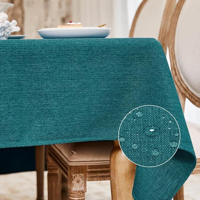 BALCONY & FALCON Square Tablecloth - Small Waterproof Table Cloth, Wrinkle Resistant Table Cover Linen Fabric Tablecloths for Dining Kitchen Wedding and Outdoor Decoration (Teal, 47"x47")